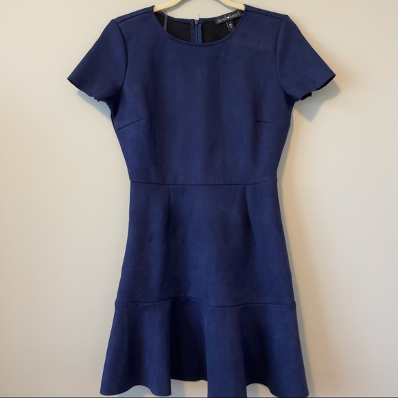 Derek Heart Dark Blue Dress W Ruffle Bottom Medium - Picture 1 of 12